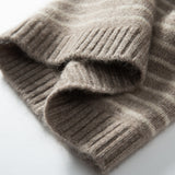 Pure Cashmere Keps med Ribbed Edge Cashmere Randig Cashmere Beanie Hat