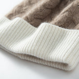 Varm Pure Cashmere mössa för kvinnor Blandade färger Cashmere Beanie med päls Pom