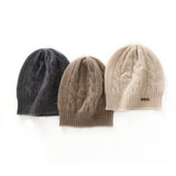 Dammössa Cashmere Stickad mössa Chunky Hat Warm hörselskyddshatt