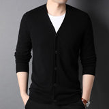 Mens Button Down Cashmere Cardigan Pure Cashmere Long Sleeve Cardigan Sweater - slipintosoft