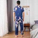 Herr Crane Print Silk Pyjamas Set 100% Mulberry Silk nattkläder