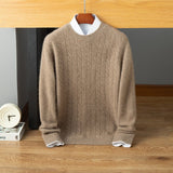 mens long sleeve cashmere knitted sweater crew neck cashmere sweatshirts dressy wear - slipintosoft