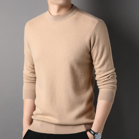 Mens Long Sleeve Cashmere Sweater Mock Neck Cashmere Tops Cashmere Pullover - slipintosoft