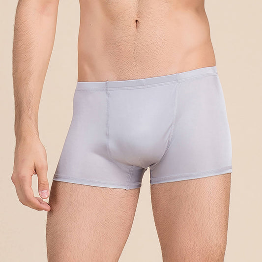 Silk Boxer Briefs Men Silk Knitted Underwear Comfy Silk Boxer