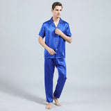 Short Sleeved Silk Pajama Set For Mens  Silk loungewear Short Silk Seelpwear -  slipintosoft