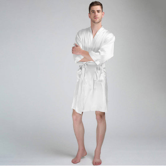 Men's Silk Robe Luxury Pure Silk Kimono Robe With Pockets