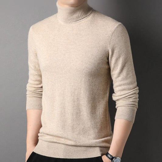 Mens Turtle Neck Cashmere Sweater Warm Long Sleeve Cashmere Pullover - slipintosoft