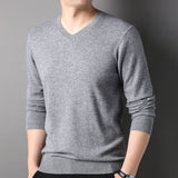 Mens V Neck Cashmere Sweater Long Sleeve Cashmere Tops Slim Fit Knitted Pullover - slipintosoft