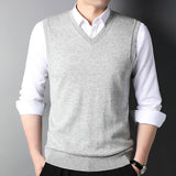 Mens V Neck Cashmere Vest Sleeveless Cashmere Sweater Tops Soft Basic Pullover - slipintosoft