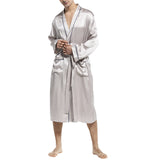 Men's Silk Robe Luxury Long Silk Bath Robe 100% Male Kimono Silk Robe - slipintosoft