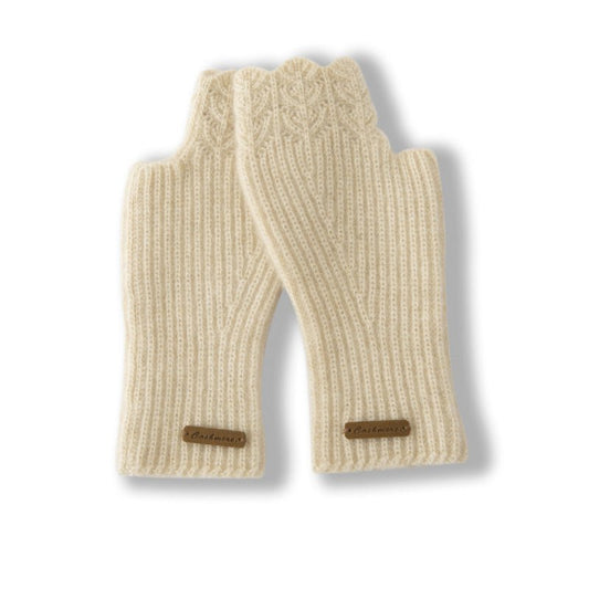 pure cashmere knitted gloves for women soft cashmere fingerless mitts for winter