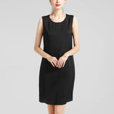 Classic Womens Black Silk Dresses 100% Pure Silk Round Neck Sleeveless Dress - slipintosoft