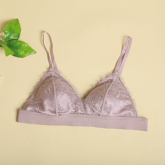 Sexy Floral Lace Silk Triangle Bra