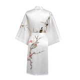 Short Silk Kimono Robe Women's Cherry Blossom Personalized Silk Kimono Dressing Gown Lounge Wears For Women -  slipintosoft