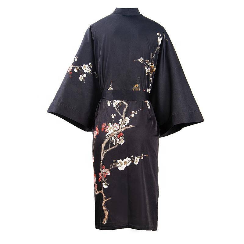 Short Silk Kimono Robe Women's Cherry Blossom Personalized Silk Kimono Dressing Gown Lounge Wears For Women -  slipintosoft