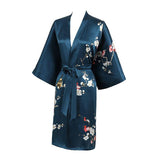 Short Silk Kimono Robe Women's Cherry Blossom Personalized Silk Kimono Dressing Gown Lounge Wears For Women -  slipintosoft