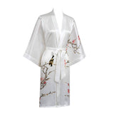 Short Silk Kimono Robe Women's Cherry Blossom Personalized Silk Kimono Dressing Gown Lounge Wears For Women -  slipintosoft