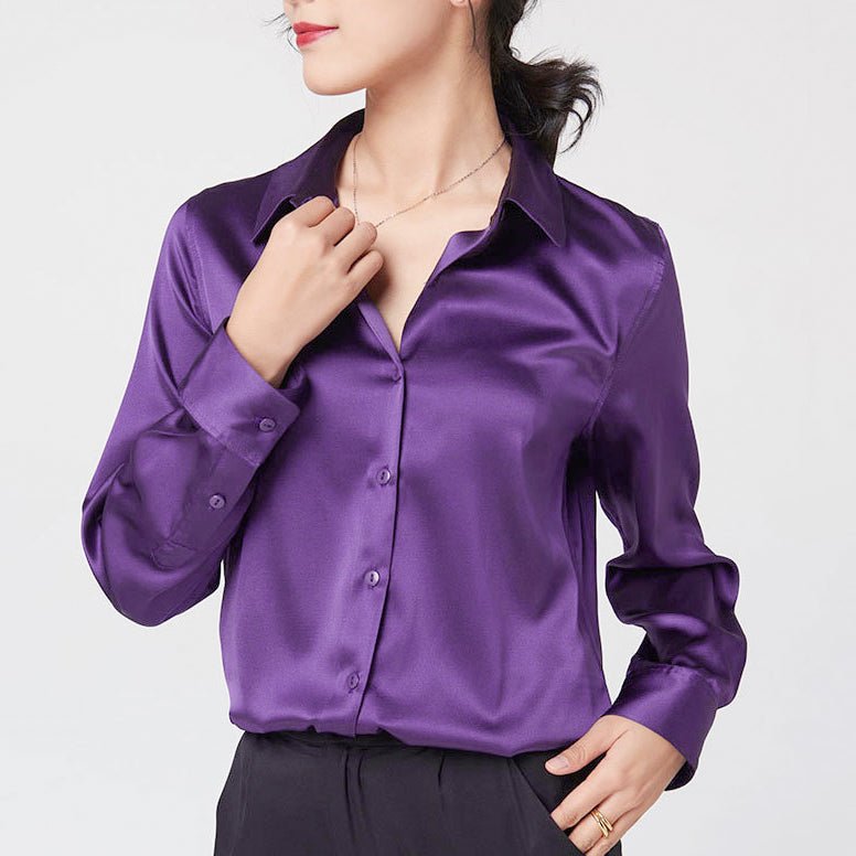 Silk Blouse 100 Pure Silk Long Sleeves Cool Smooth Tops