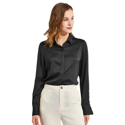 Silk Blouses For Women Long Sleeve Silk Button Shirts