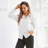 Women Silk Blouse 100% Pure Silk Long Sleeves Work Silk Shirt Blouses Tops - slipintosoft