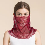 Silk Floral Printed Neck Gaiter Silk Face Masks Knitted Mesh Scarf for Women - slipintosoft