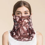 Silk Floral Printed Neck Gaiter Silk Face Masks Knitted Mesh Scarf for Women - slipintosoft