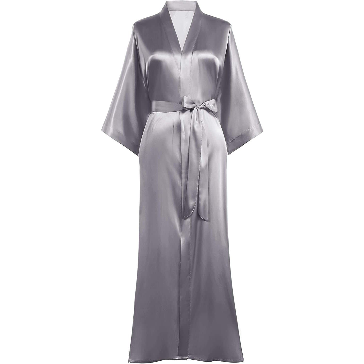 Long Silk Kimono Robe for Women Silk Kimono Bathrobe Bridesmaid Wedding Silk Robe -  slipintosoft