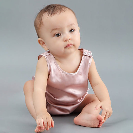 Silk Pajama Set for Baby Sleeveless pure Silk Bodysuit For Babies