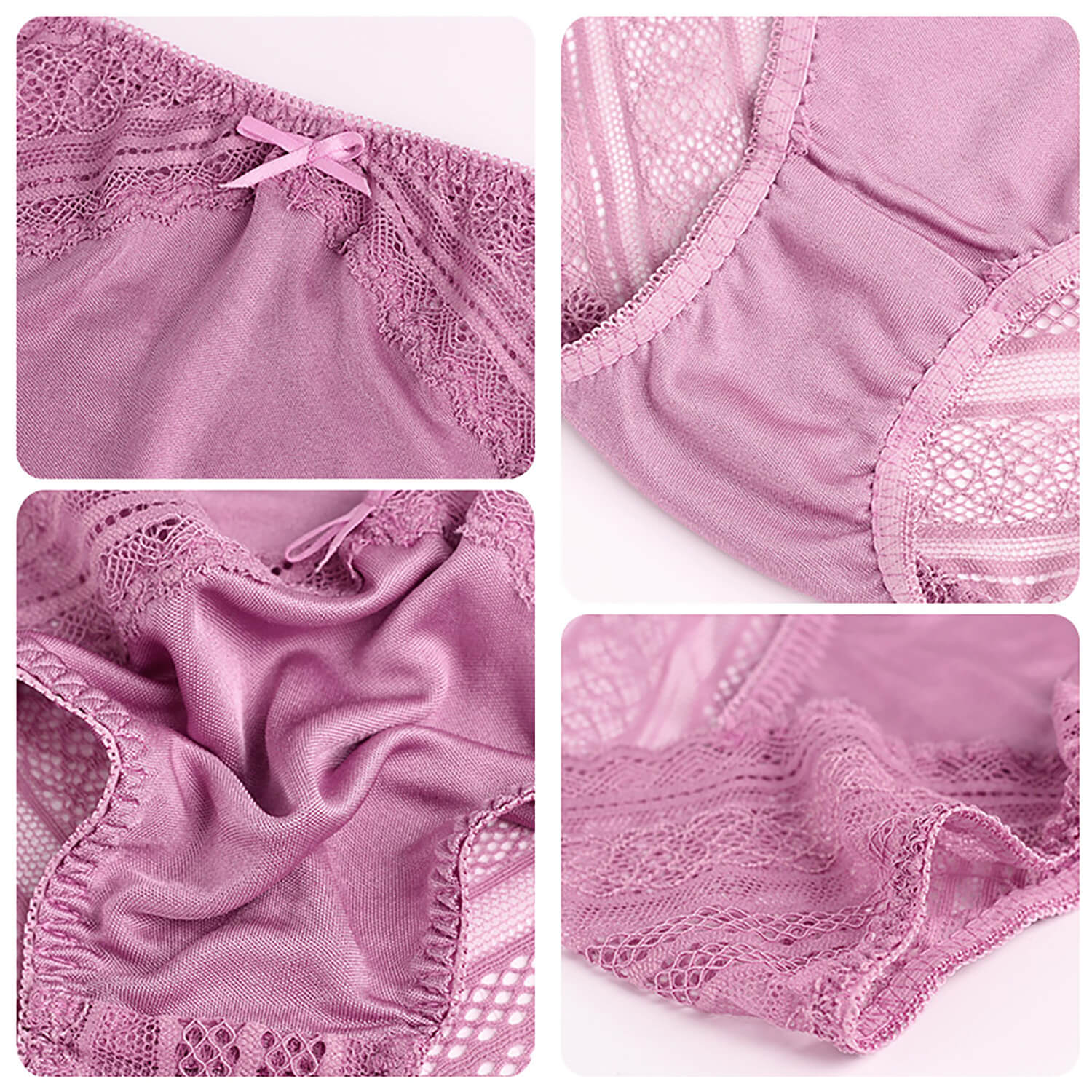 Silk panties women's lace breathable seamless mulberry silk mid-waist briefs - slipintosoft