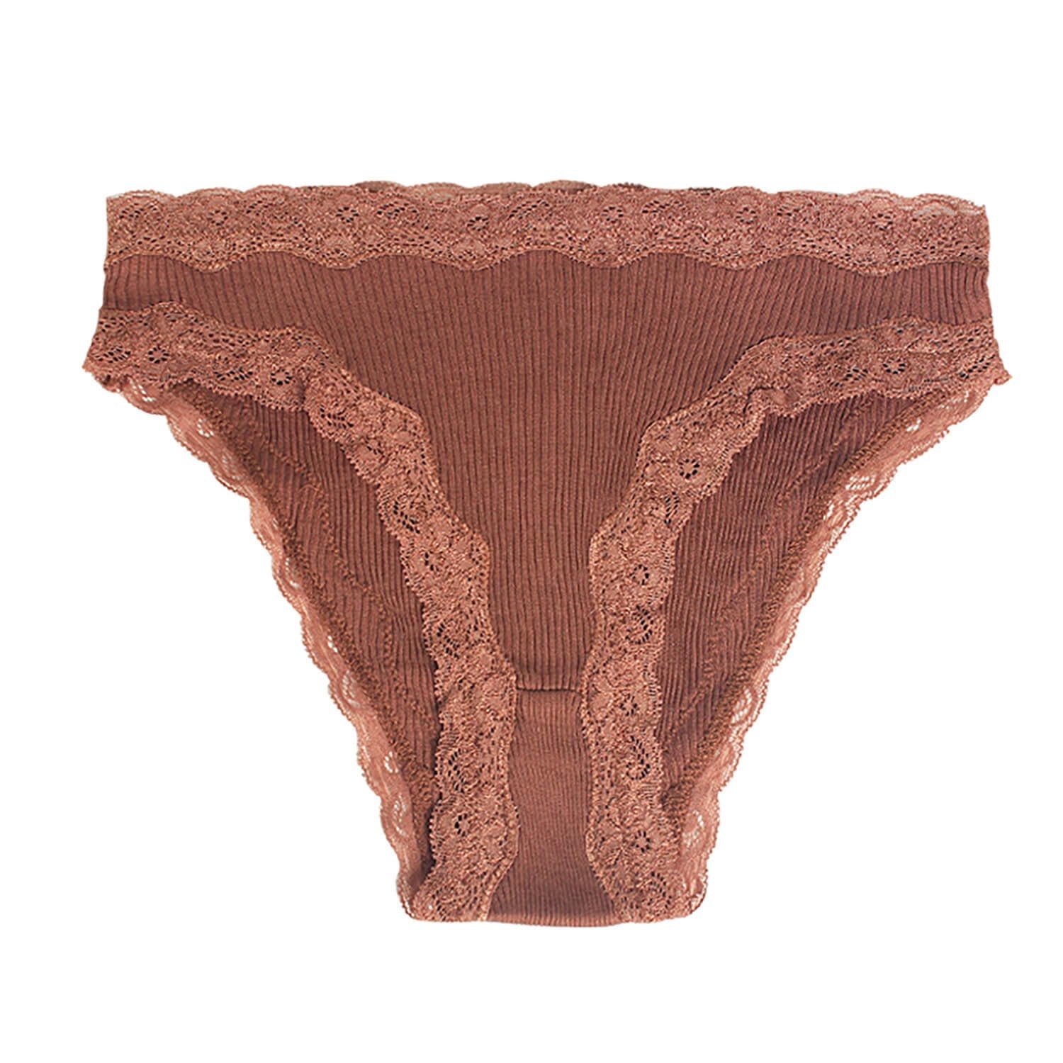 Silk panties women's thin breathable lace ribbed mulberry silk mid-waist briefs - slipintosoft