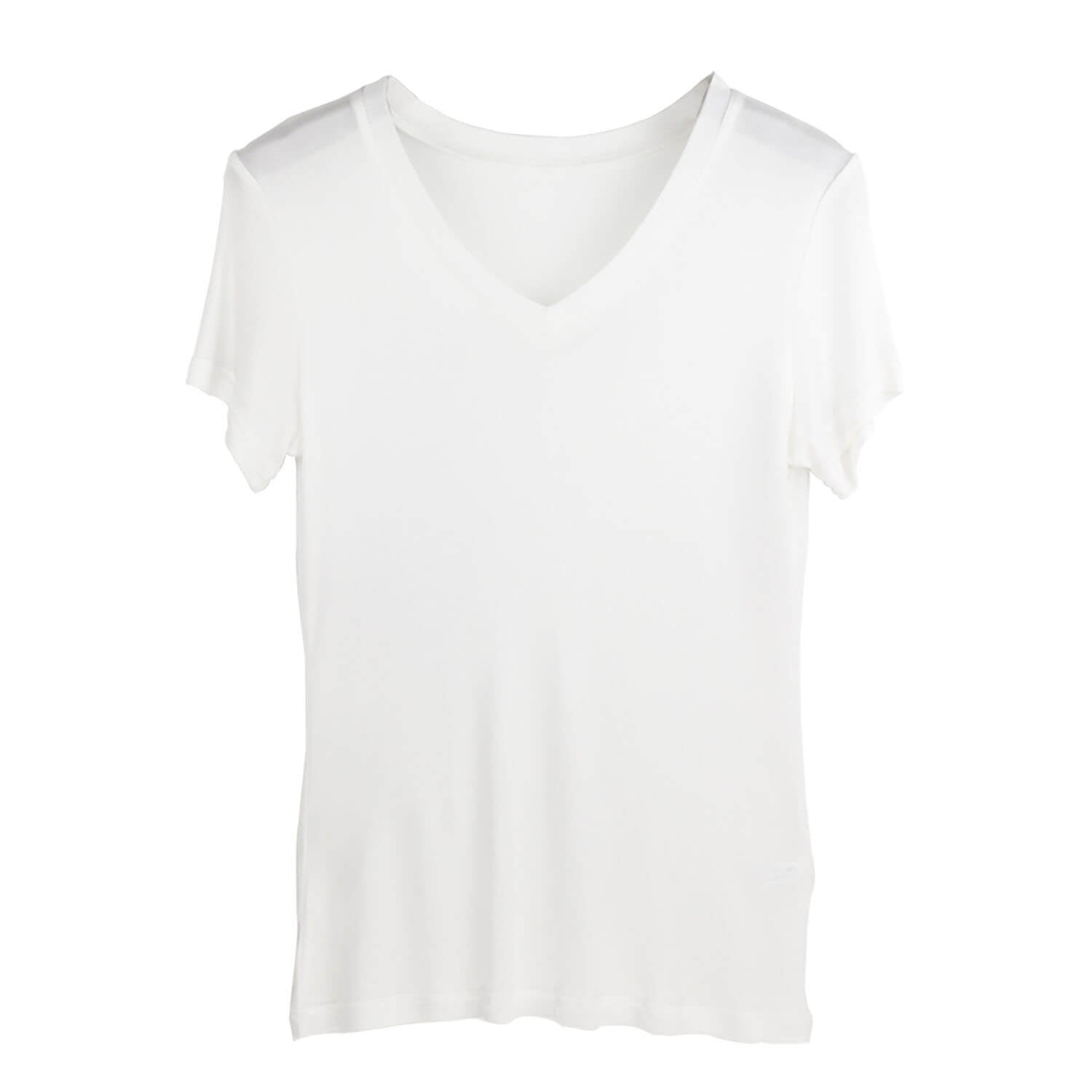 Silk v-neck short-sleeved t-shirt women's silk bottoming shirt women's top - slipintosoft