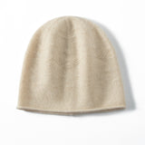 Pure Cashmere Keps med Curl Edge Solid Cashmere Hatt Cashmere Crochet Beanie