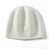 Pure Cashmere Keps med Curl Edge Solid Cashmere Hatt Cashmere Crochet Beanie