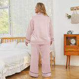 Plus Size Silk Pajamas for Women Long Plus Silk PJS Top Pajamas Set - slipintosoft