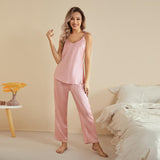 Silk Camisole Pajama Set For Women Summer Silk Pajamas - slipintosoft