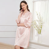 Dam Silk Chemise rund hals 100% Mulberry ren Silk Nattlinne