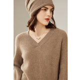 Women's 100% Superfine Cashmere V-Neck Sweater - slipintosoft