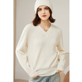 Women's 100% Superfine Cashmere V-Neck Sweater - slipintosoft