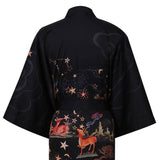 Women's Long Silk Kimono Robe with Belt Cute Deer Prints Silk Bath Robe All Sizes 4 Colors - slipintosoft