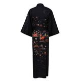 Women's Long Silk Kimono Robe with Belt Cute Deer Prints Silk Bath Robe All Sizes 4 Colors - slipintosoft