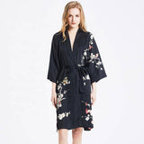 Women's Blossom Printing Short Pure Silk Kimono Robes