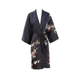 Women's Blossom Printing Short Pure Silk Kimono Robes