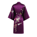 Women's Blossom Printing Short Pure Silk Kimono Robes