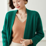 Women's Cashmere Cardigans with Pockets Shell Buttons Cashmere Coat Sweater - slipintosoft