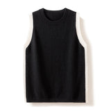 Women's Cashmere Crewneck Tank Mixed Colors Cashmere Vest - slipintosoft