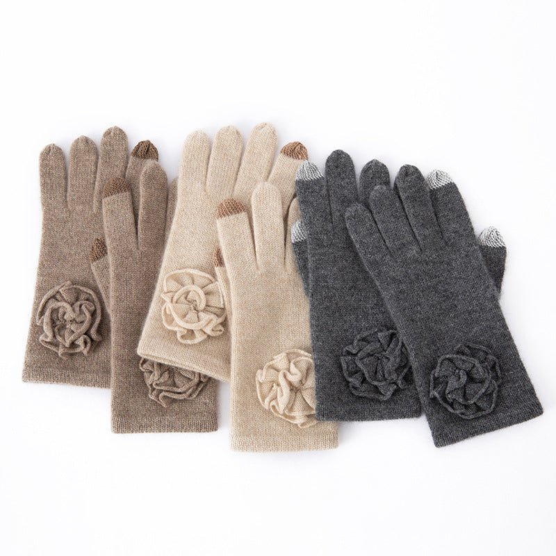 Womens Cashmere Gloves with Touchscreen Fingers Winter Pure Cashmere Knitted Mittens - slipintosoft