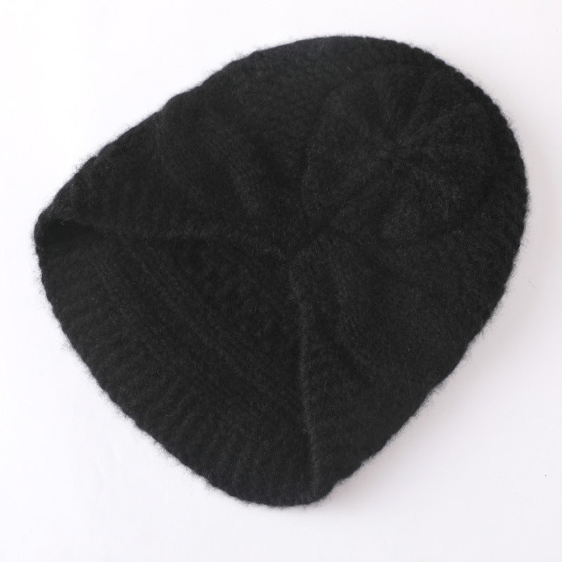 Women's Cashmere Hats Solid Cable-Knitted Cashmere Beanie Hat - slipintosoft