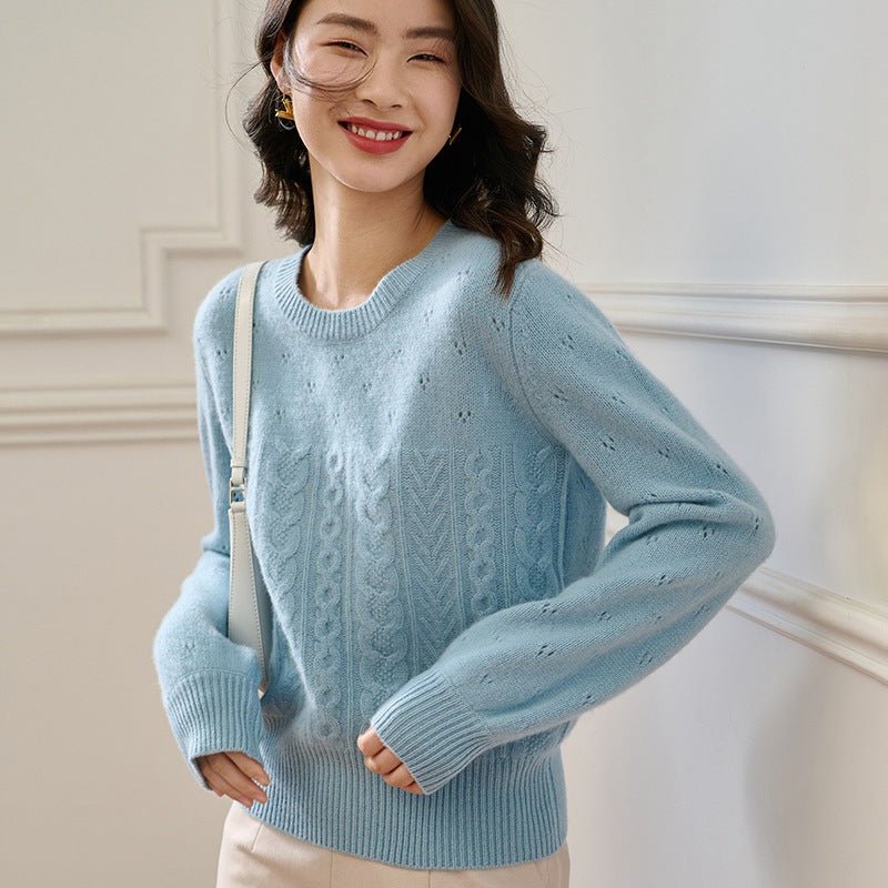 Womens Cashmere Sweater Crew Neck Cashmere Pullover Soft Colors