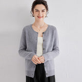 Womens Crew Neck Cashmere Cardigan Button Down Solid Cashmere Sweater Coat - slipintosoft