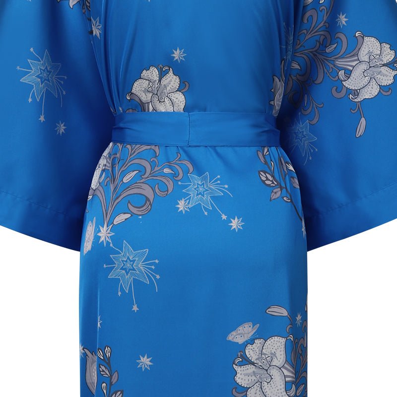 Womems Silk Kimono Robes Elegant Long Sleeves Women's Handpainted Flower Robe - slipintosoft